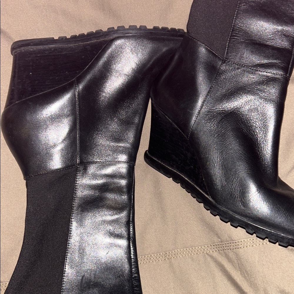 Michael Kors Black and Gold Wedge Boots - Picture 3 of 6